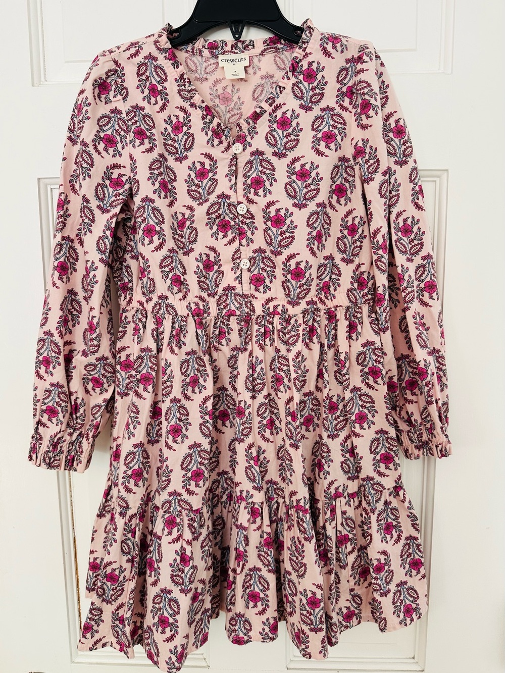 J Crew Crewcuts Pink Paisley Long Sleeve Dress Back To School Sz 7